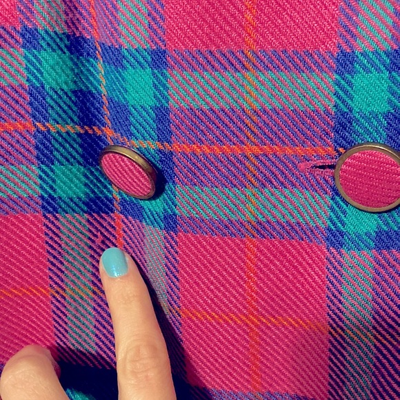 90s bright plaid preppy business dress Sz 6 petite - Picture 5 of 7